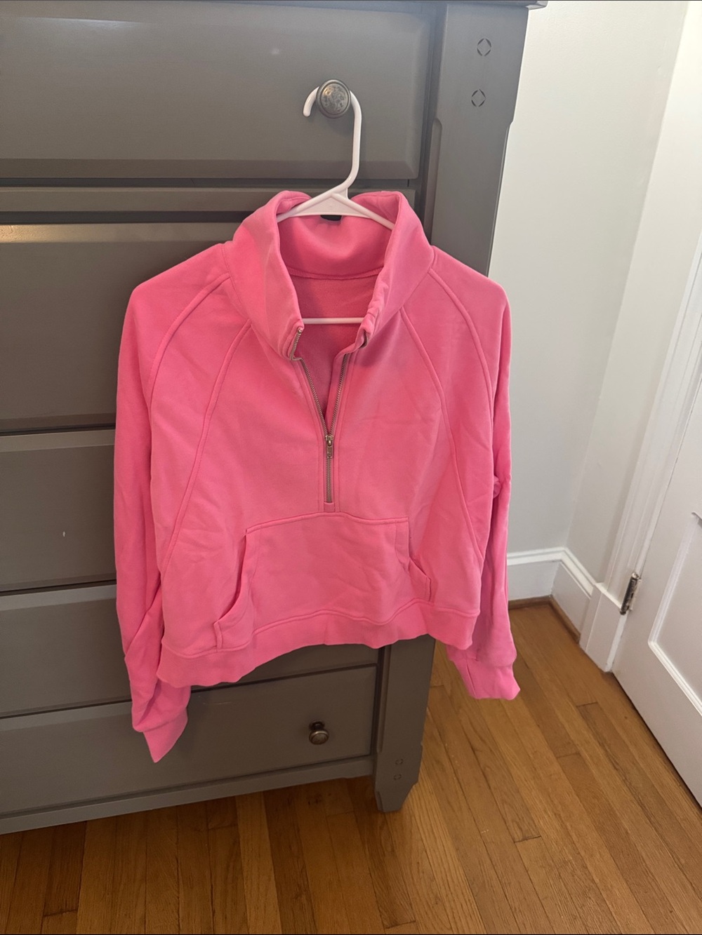 Source Unknown Pink V-Neck Half-Zip Sweater